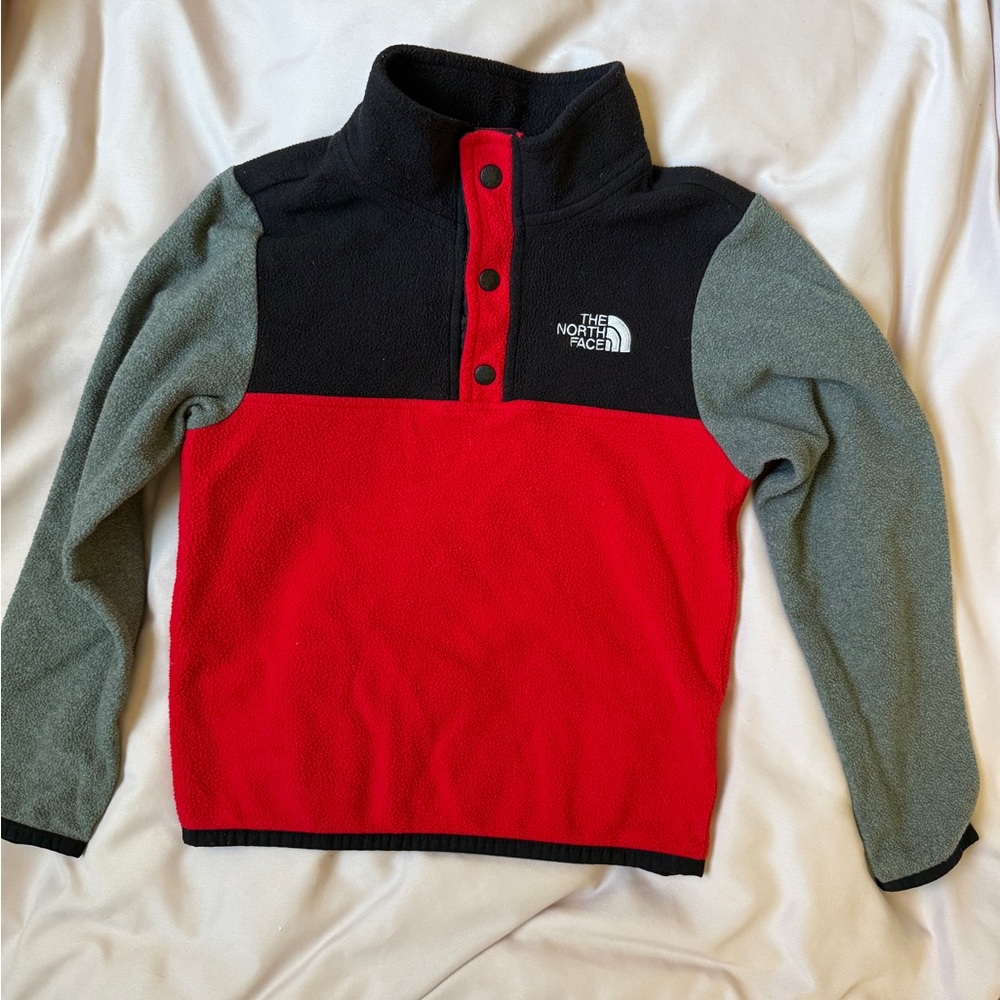 The North Face Red and Gray Fleece Pullover